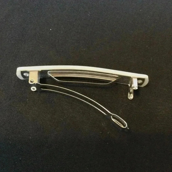 Vintage Womens Ivory Mother of‎ Pearl Look Clasp Rectangle Barette Hairpins Clip main image 4